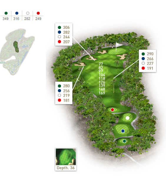 Mapa del hoyo 3 perteneciente al campo de 18 hoyos