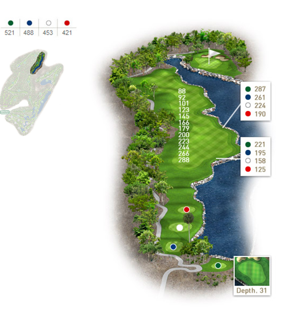 Mapa del hoyo 4 perteneciente al campo de 18 hoyos