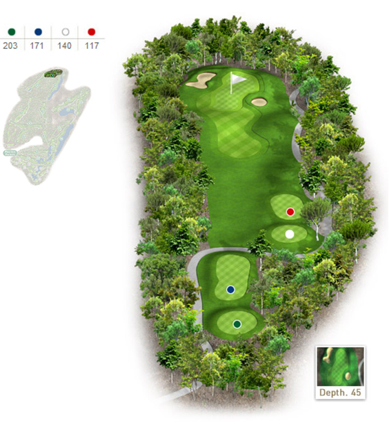 Mapa del hoyo 5 perteneciente al campo de 18 hoyos