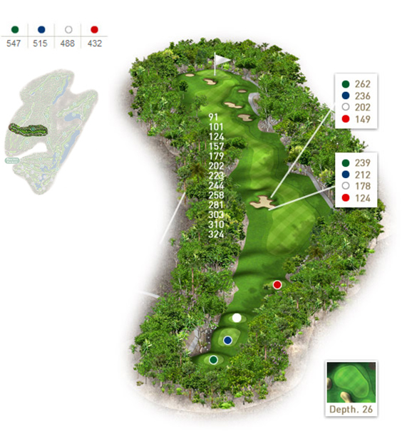 Mapa del hoyo 8 perteneciente al campo de 18 hoyos