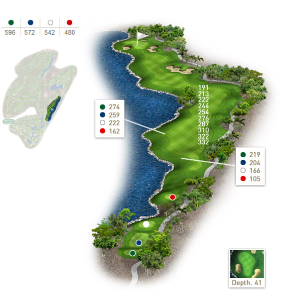 Mapa del hoyo 16 perteneciente al campo de 18 hoyos