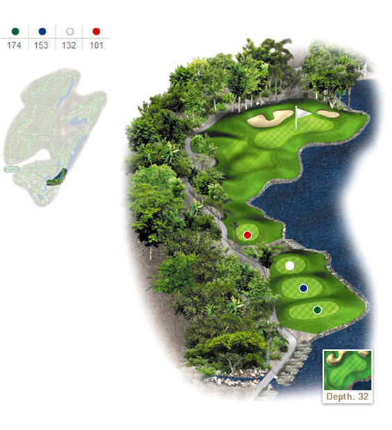 Mapa del hoyo 17 perteneciente al campo de 18 hoyos