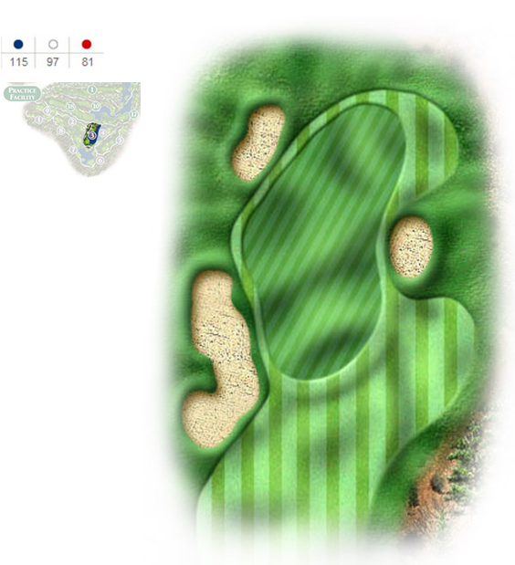 Mapa del hoyo 3 perteneciente al campo de 9 hoyos