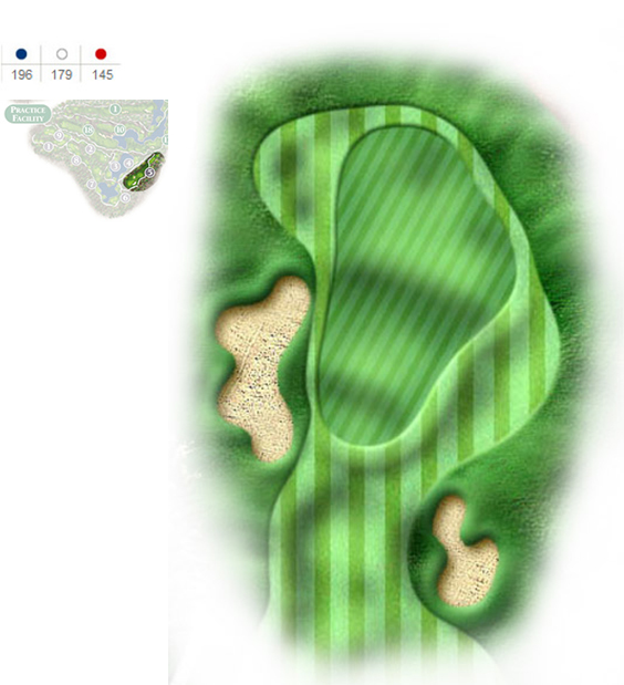 Mapa del hoyo 5 perteneciente al campo de 9 hoyos